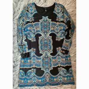 Black Dress with Blue Print
